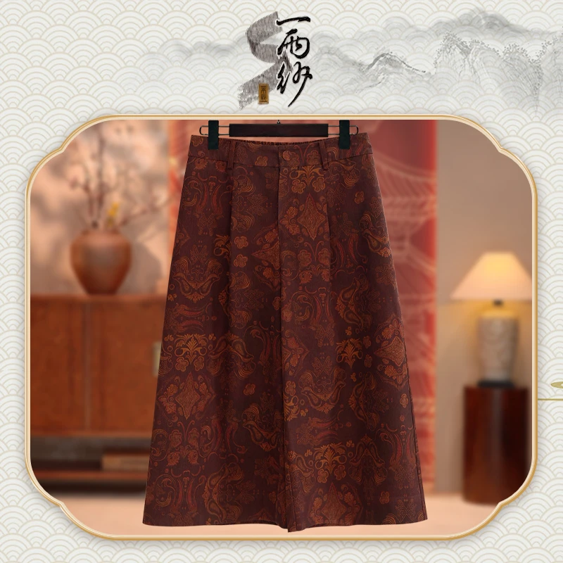 【牛首瑞兽•双绉重磅-八分裤】259191桑蚕丝双绉香云纱裤子新中式80