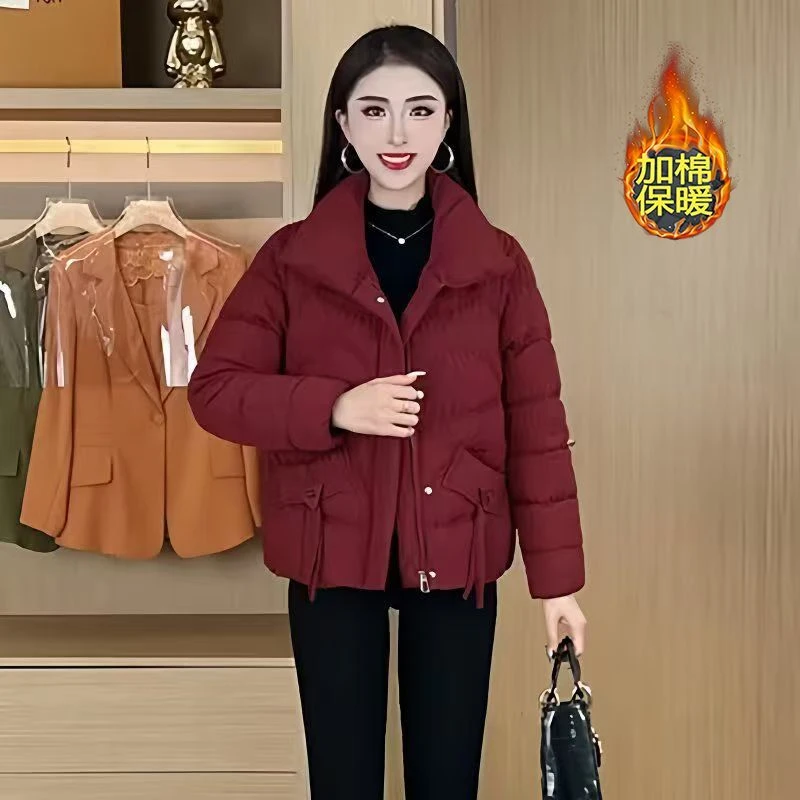 立领棉服女短款小个子冬季加厚保暖韩版宽松洋气百搭显瘦棉袄外套