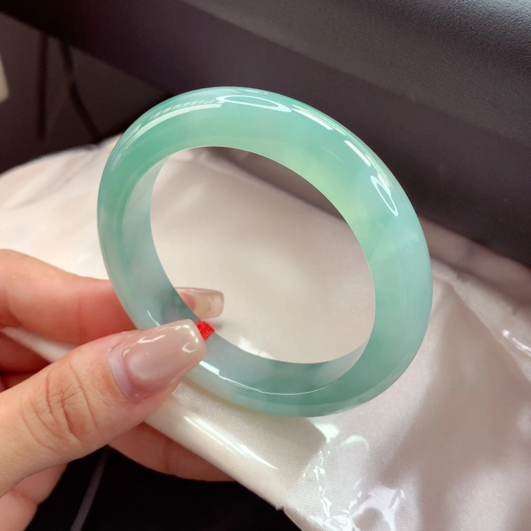 未镶嵌手镯翡翠52.9海蓝之谜 冰胶起光 有性价比 小柒