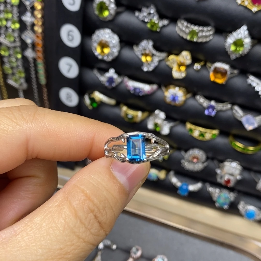托帕石戒指银S925镶嵌