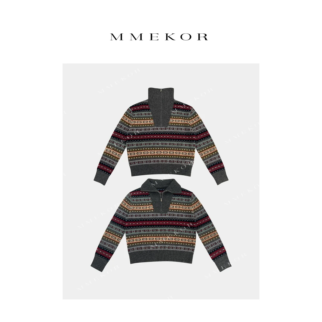 MMEKOR“米兰游记”毛衣 2025新款秋款返潮复古风上衣 30589