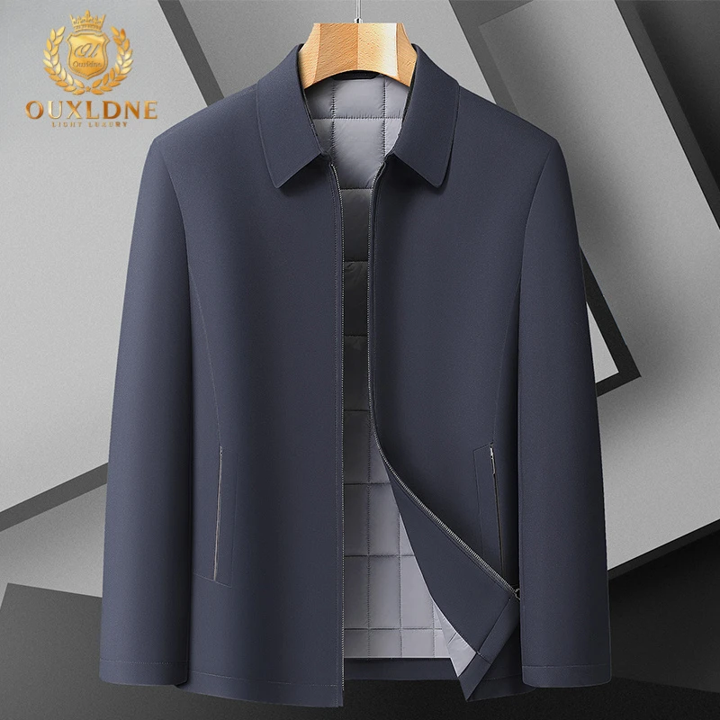 OUXLDNE 冬季爸爸装加厚保暖夹克棉服男士加大码中年休闲翻领外套