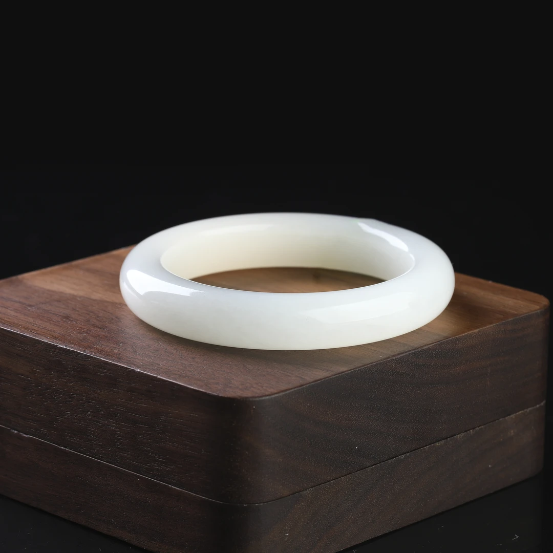 【大国非遗】青海野牛沟和田玉藕粉平安镯手镯55m63g 88536