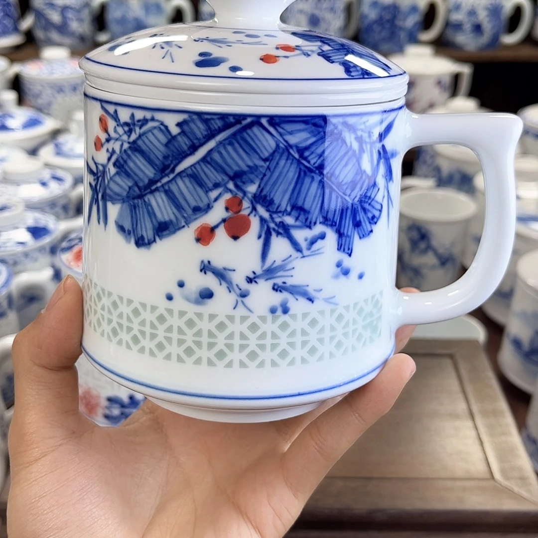 大*景德镇陶瓷马克杯带盖