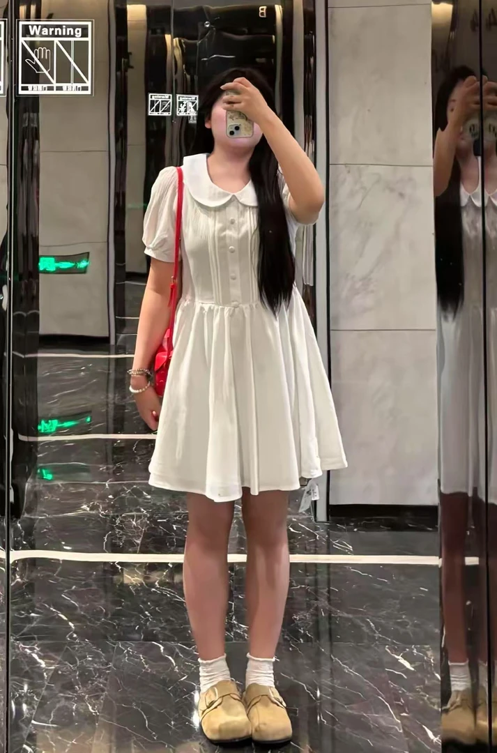 新款时尚百搭大码连衣裙显瘦减龄A字裙6380