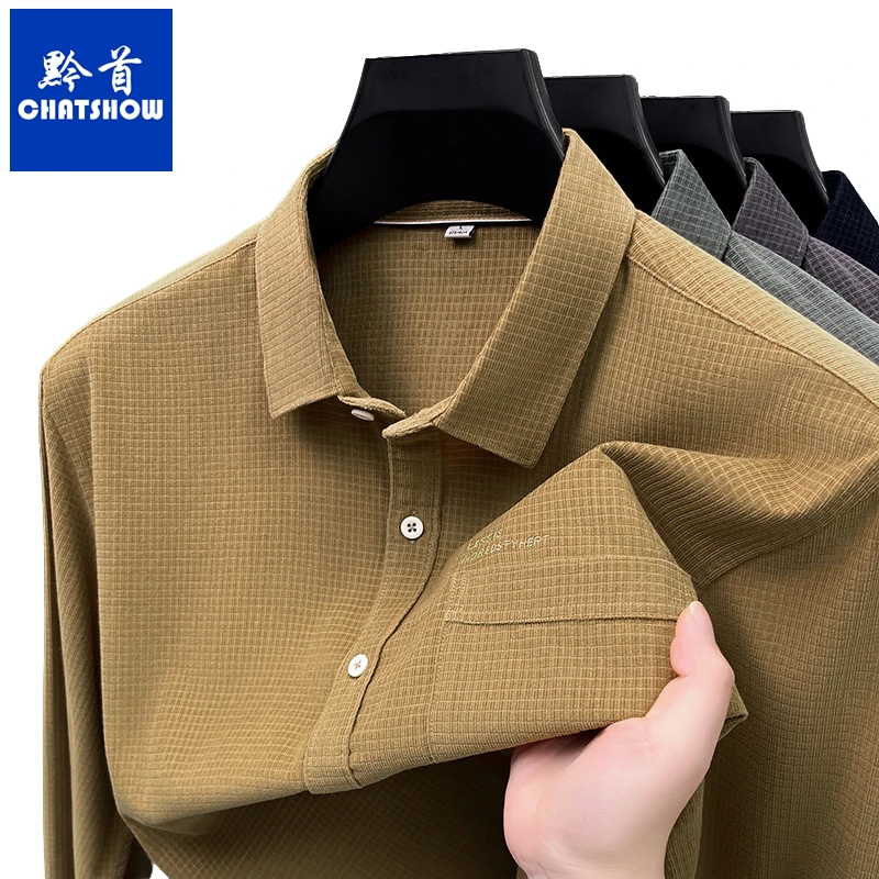 高档纯棉刺绣灯芯绒格子长袖衬衫秋冬新款真口袋爆款休闲百搭衬衣