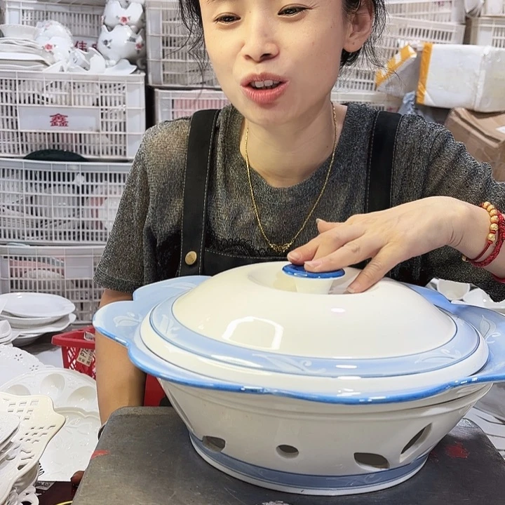盘青花炉子➕汤碗两件套