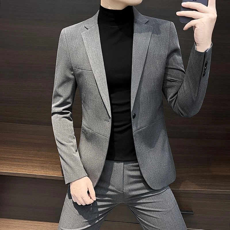灏吉弧小西装外套男士春季2025新款商务高级感痞帅修身韩版休闲