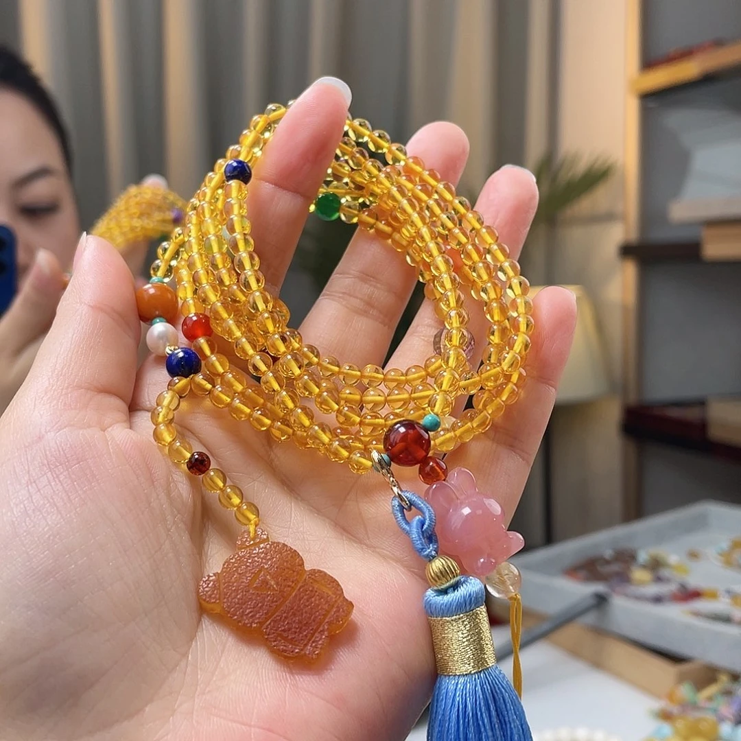 琥珀裸石未镶嵌琥珀项链