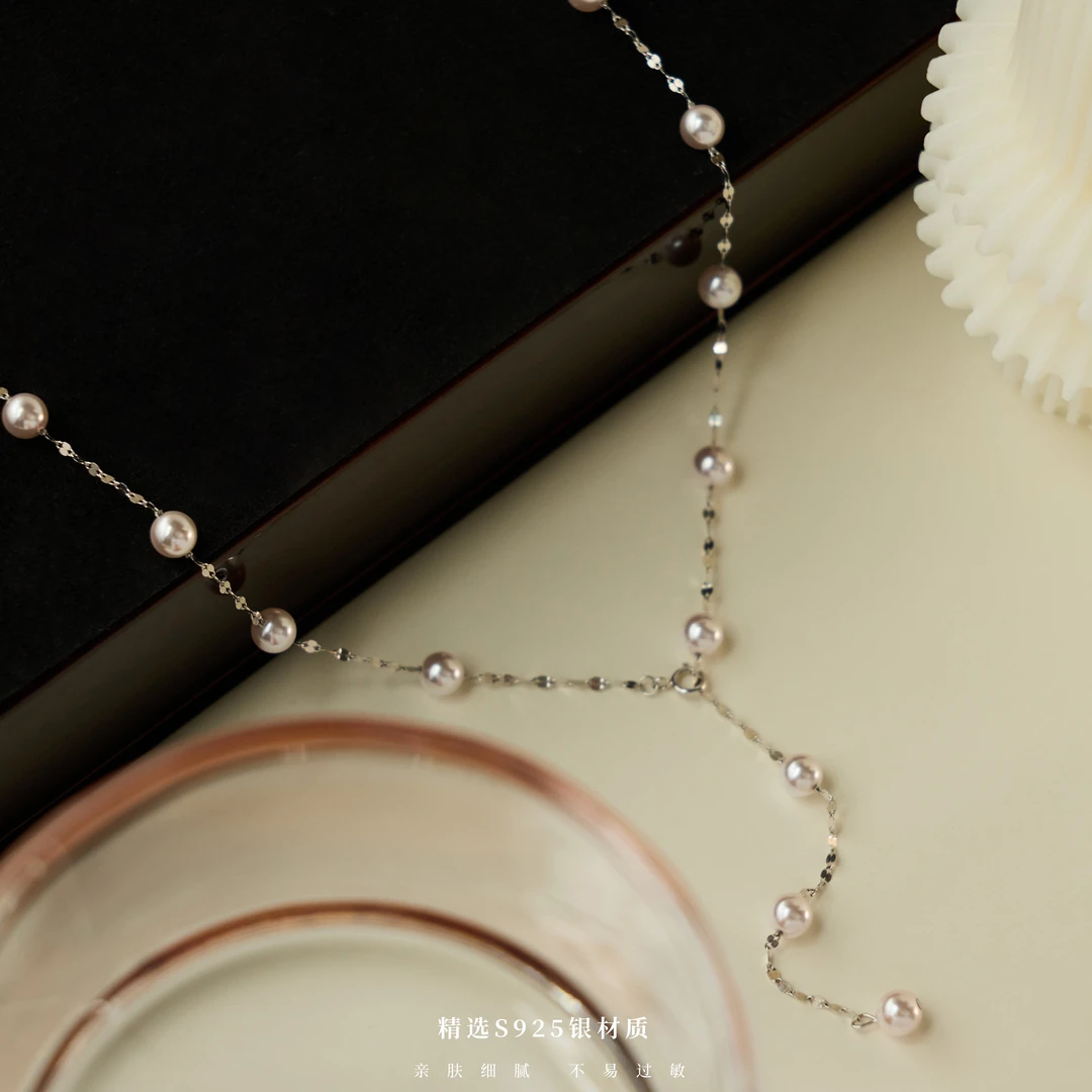 丽沁 链子925银 曼塔玫瑰紫珠满天星项链气质仙女锁骨链