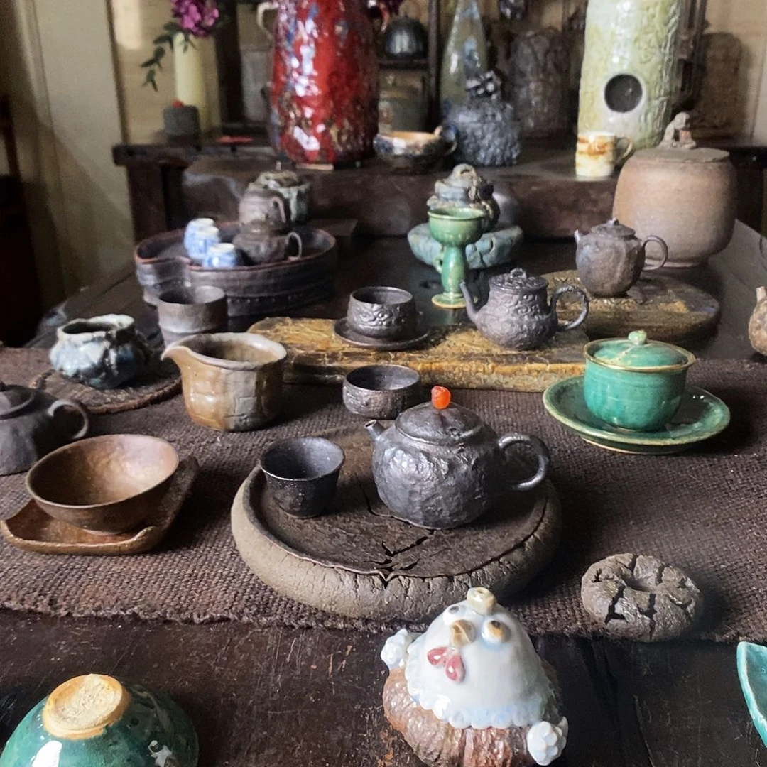手工制作柴烧茶具