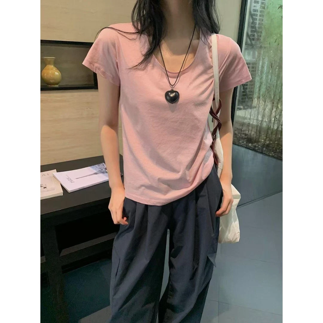 C146#里奈#基础款简约圆领短袖显瘦百搭上衣（福利）