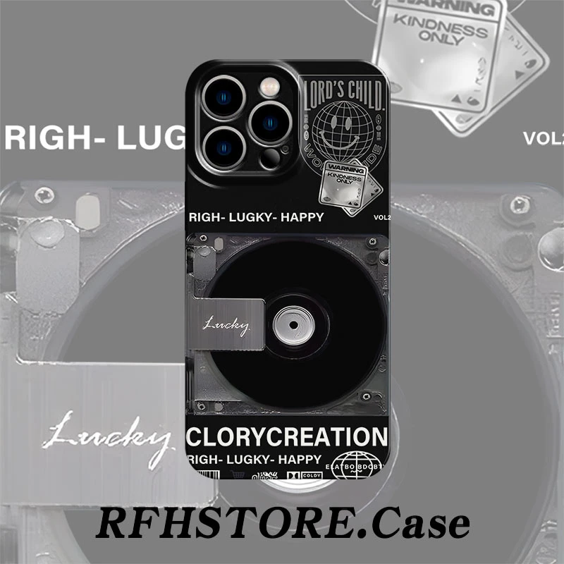 闪度侠黑胶唱片适用苹果16/15菲林手机壳华为P70oppo小米13vivo套