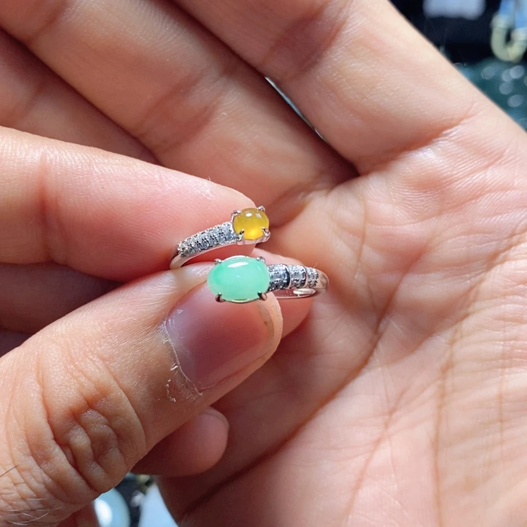 萧***萧翡翠银S925镶嵌戒指天然缅甸翡翠A货戒指