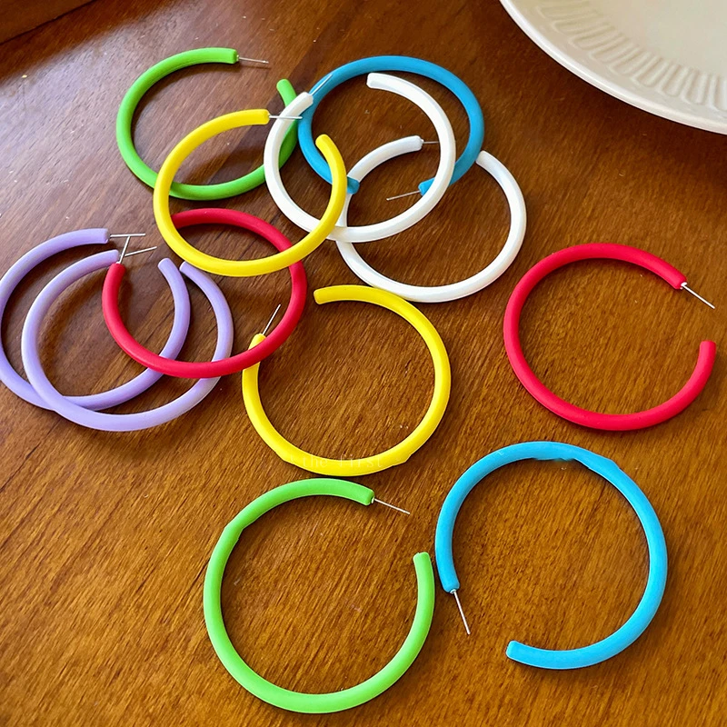 非金属亚克力耳饰 大圈度假风清新甜美耳圈高级感时尚款耳环彩色