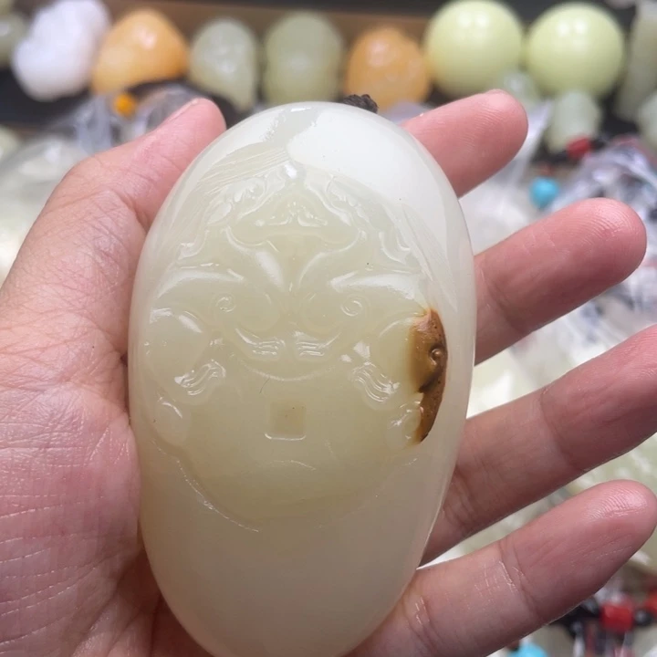 祥***者石材天然古青石手把件
