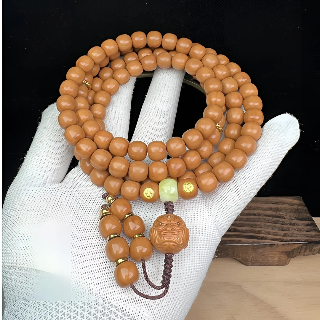 野生精工全品猴头核桃老型原皮原色108脖挂10+mm文玩光珠佛珠手串