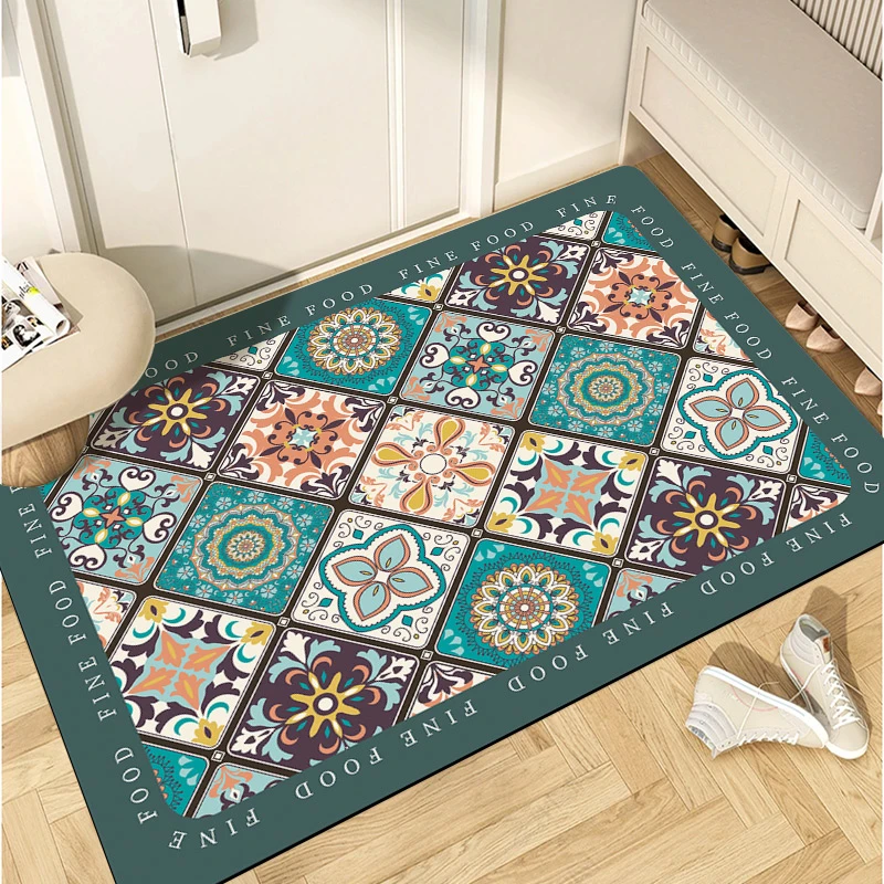 【全尺寸】深色波西米亚复古地垫入户门垫防滑吸水满铺地毯