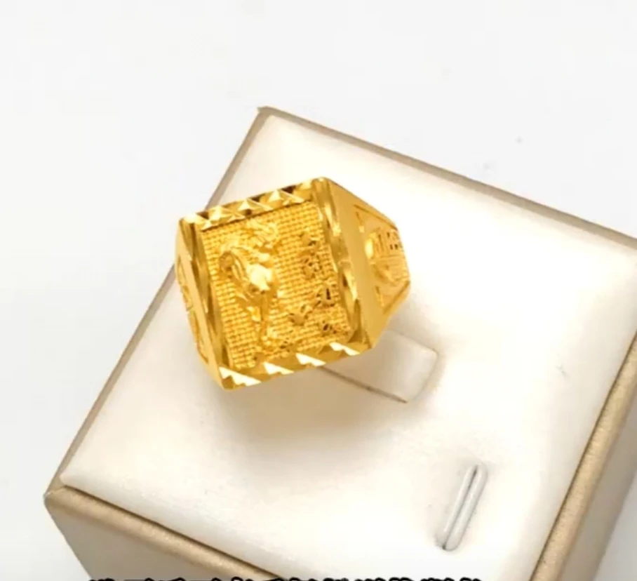 合金戒指 金色（马到成功戒）新款轻奢百搭休闲时尚潮流男戒指环