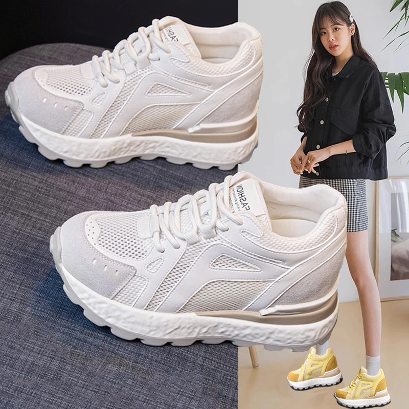 新款厚底阿甘女鞋春秋季增高德训鞋运动百搭小白鞋爆款高颜值