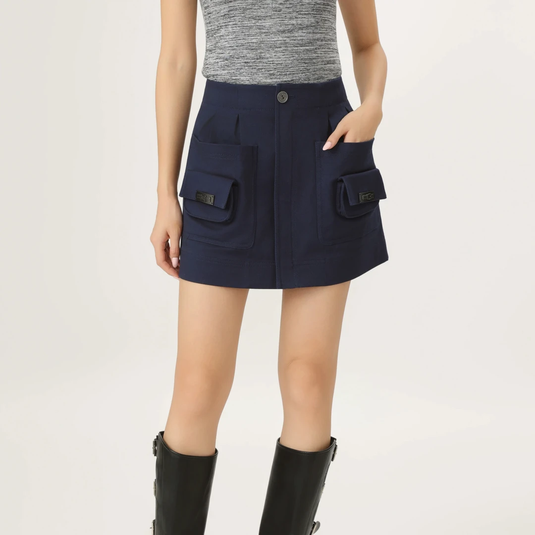［官方正品］小众设计师款大口袋半身裙工装风时尚短裙5200429