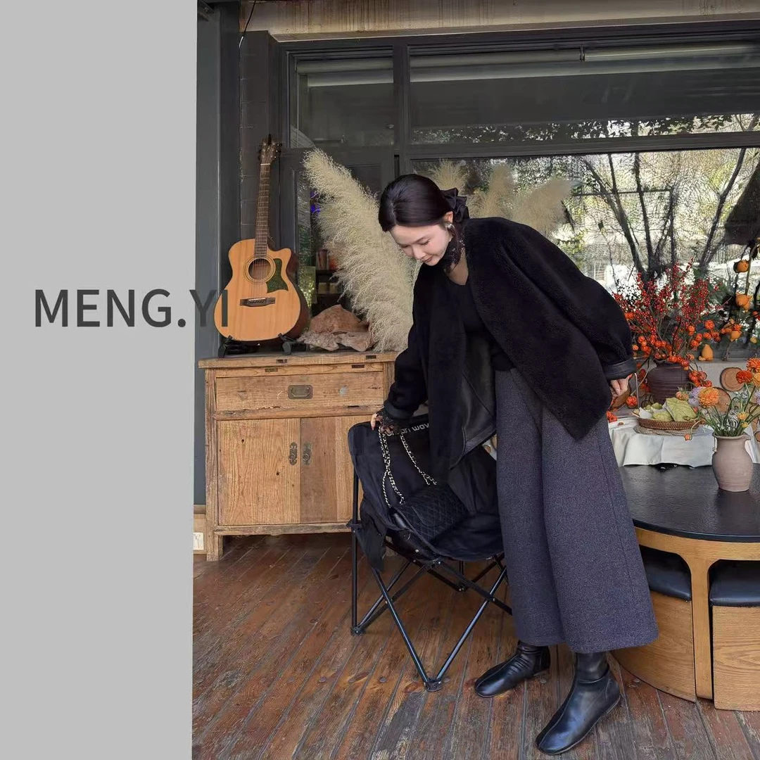MENG.YI100全羊毛休闲毛毛外套5407