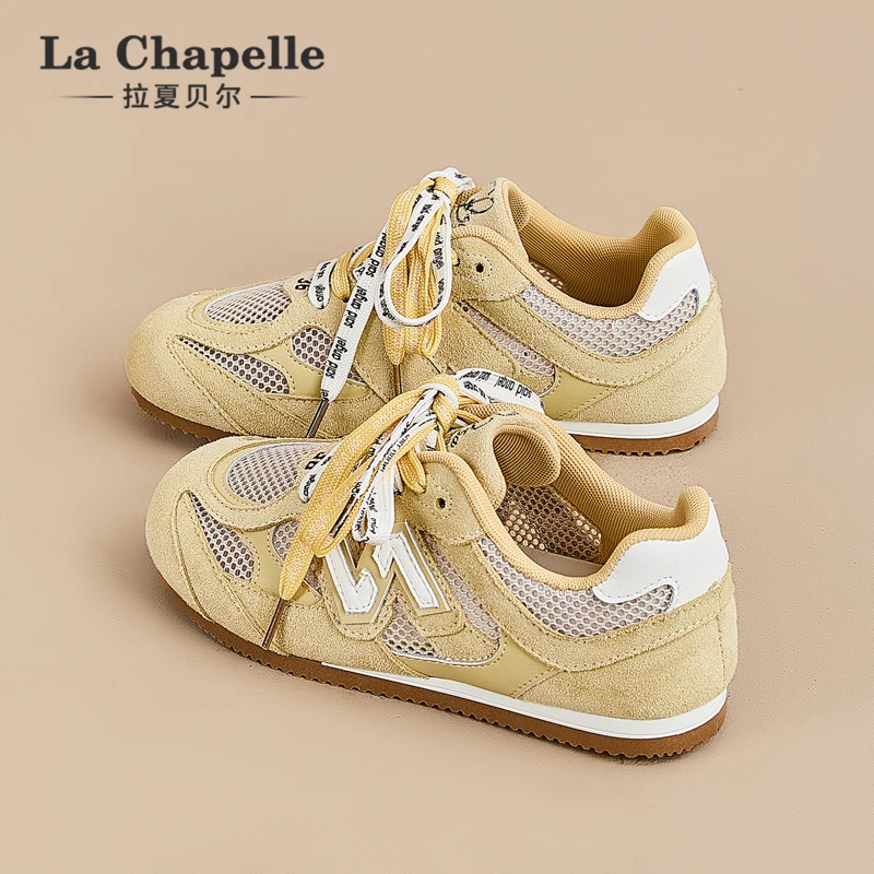 拉夏贝尔德训鞋女款2025夏季新款网面透气百搭板鞋软底轻便休闲鞋