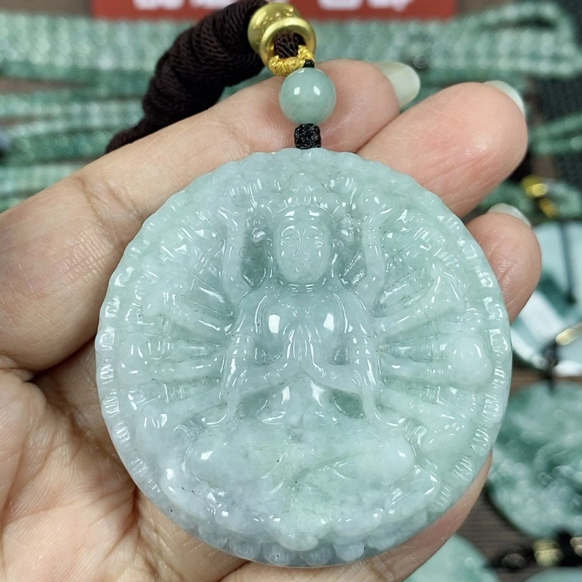 【闪购商品】翡翠颈饰未镶嵌玉吊坠翡翠玉厚装千手观音