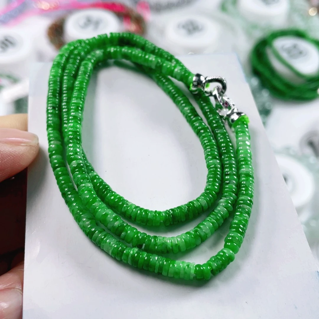 翡翠手链未镶嵌天然翡翠项链3.7mm