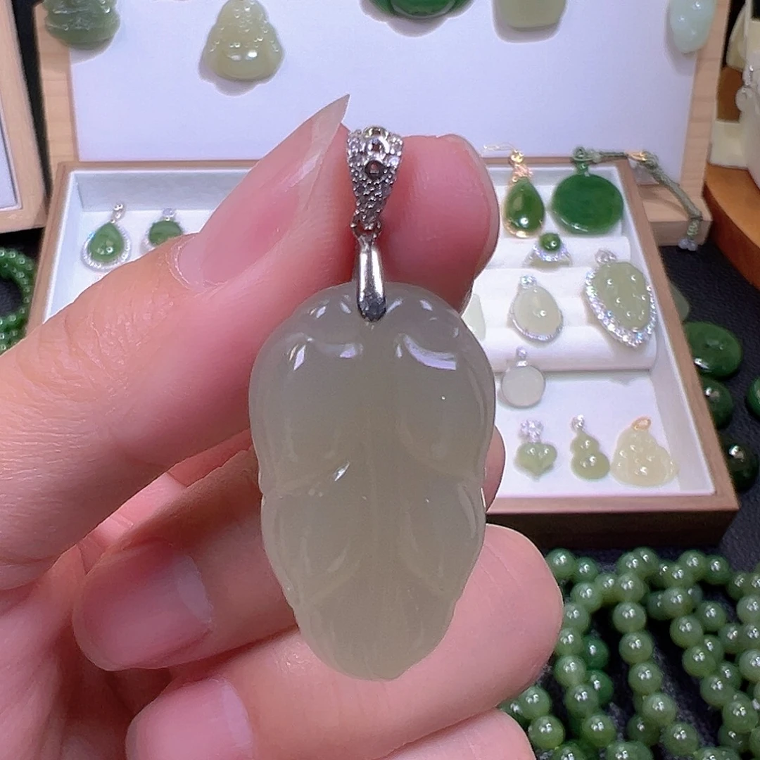 和田玉（碧玉）银S925镶嵌颈饰