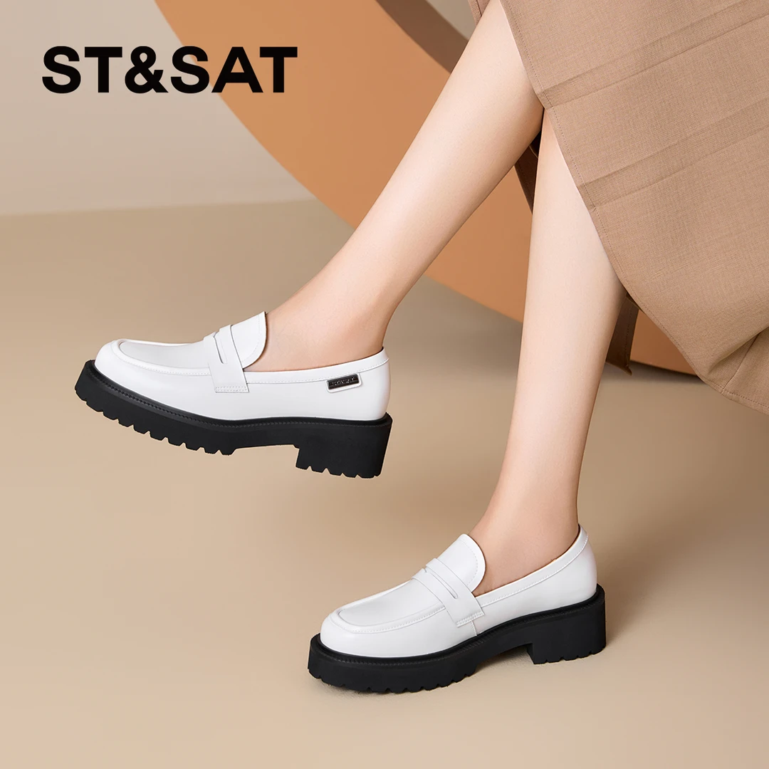 星期六秋季新款流光甜酷风通勤乐福鞋一脚蹬千金气质时尚休闲女鞋