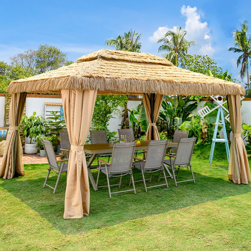 【莫家品牌】凉亭户外庭院茅草遮阳棚休闲稻草篷别墅花园露台亭子
