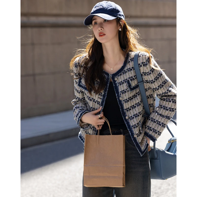 【小云总专属】德·玛纳贵气出圈复古小香风粗纺织带舒适遮肉女外套