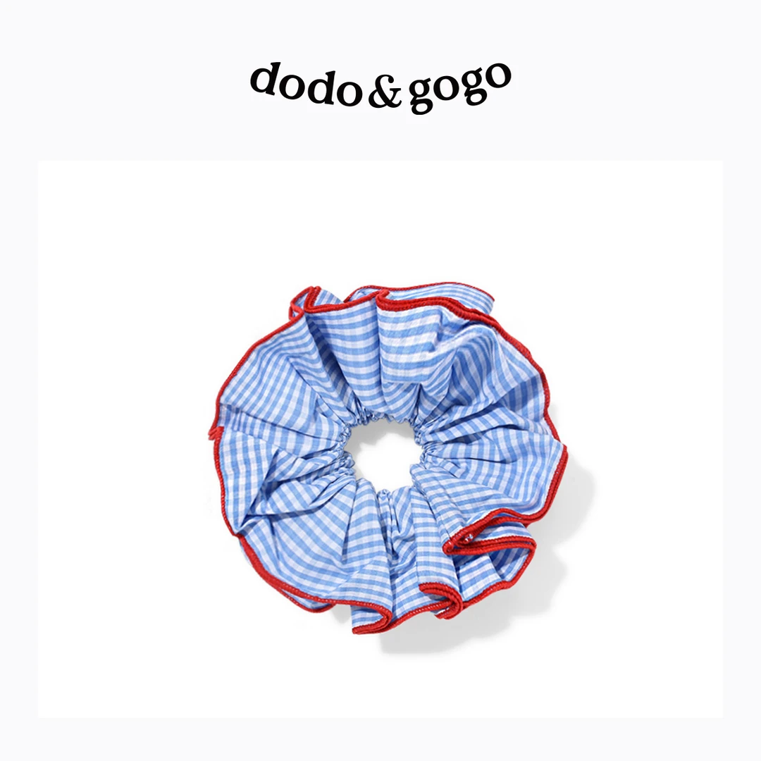 DODOGOGO夏季新款韩系休闲蓝条纹红边大肠发圈甜美风