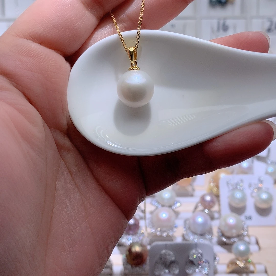 银S925镶嵌吊坠(赠链)淡水珍珠CC13mm