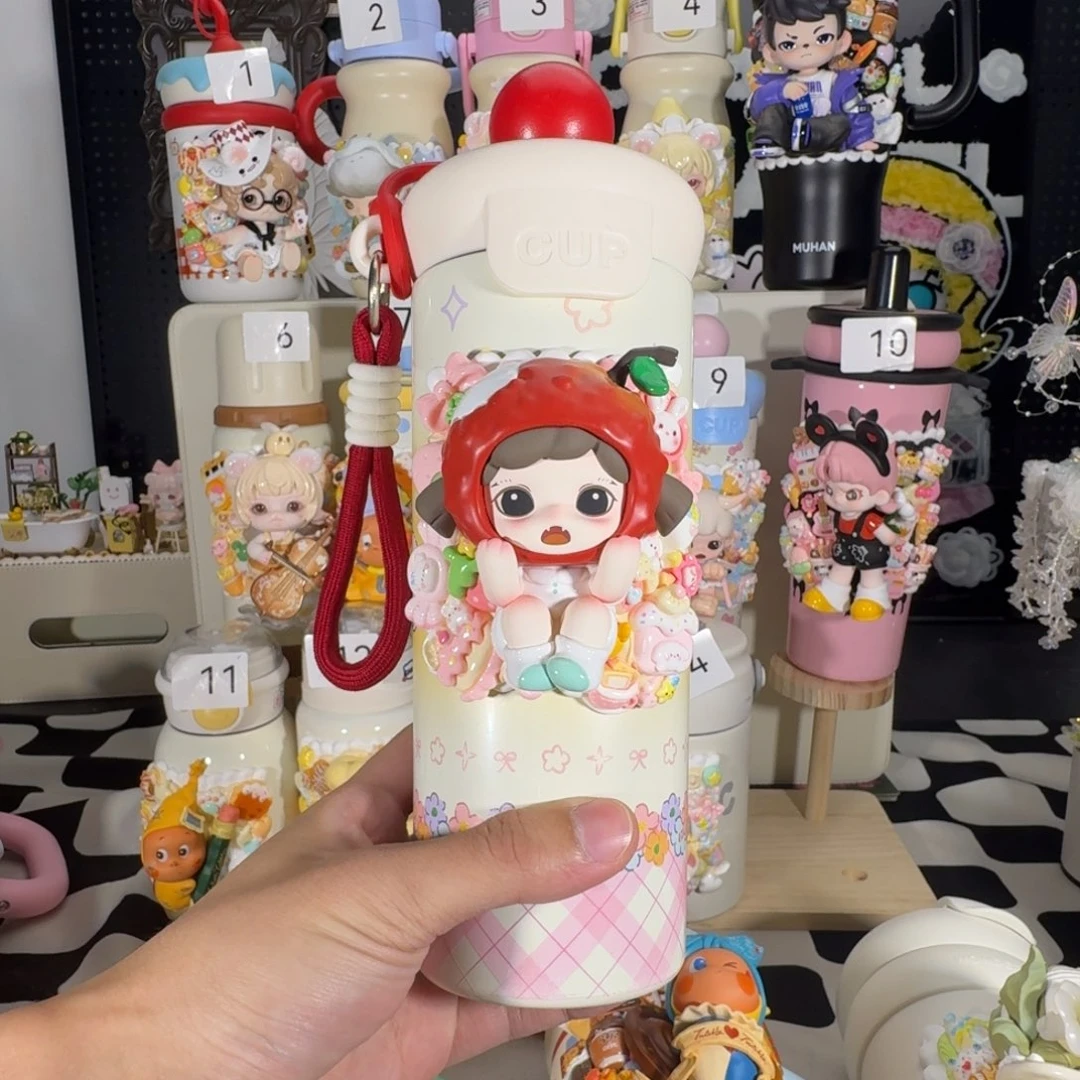 钢化玻璃马卡龙荔枝妹妹保温杯