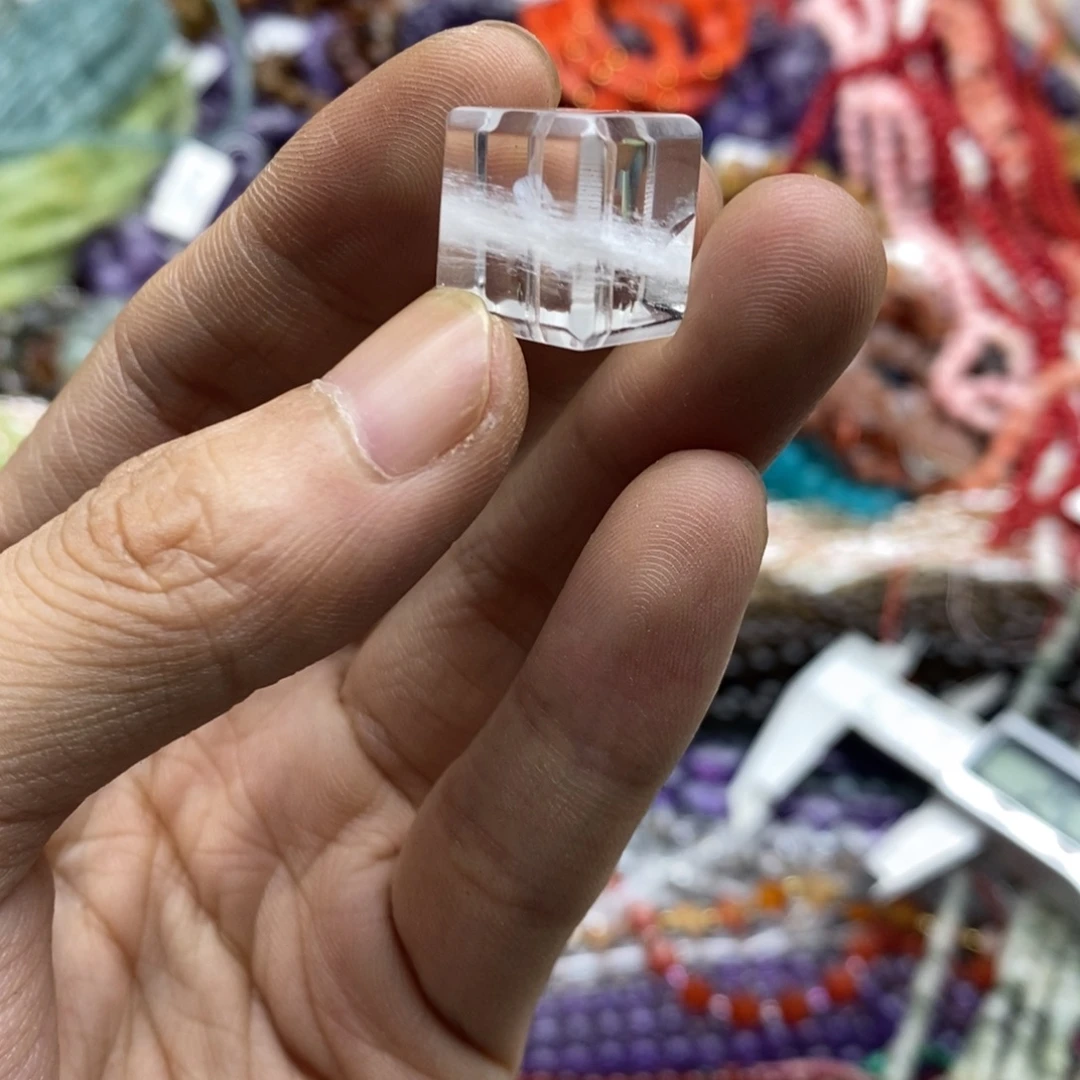 玛瑙/玉髓未镶嵌珠宝半成品一颗15+雪花幽灵方糖一线