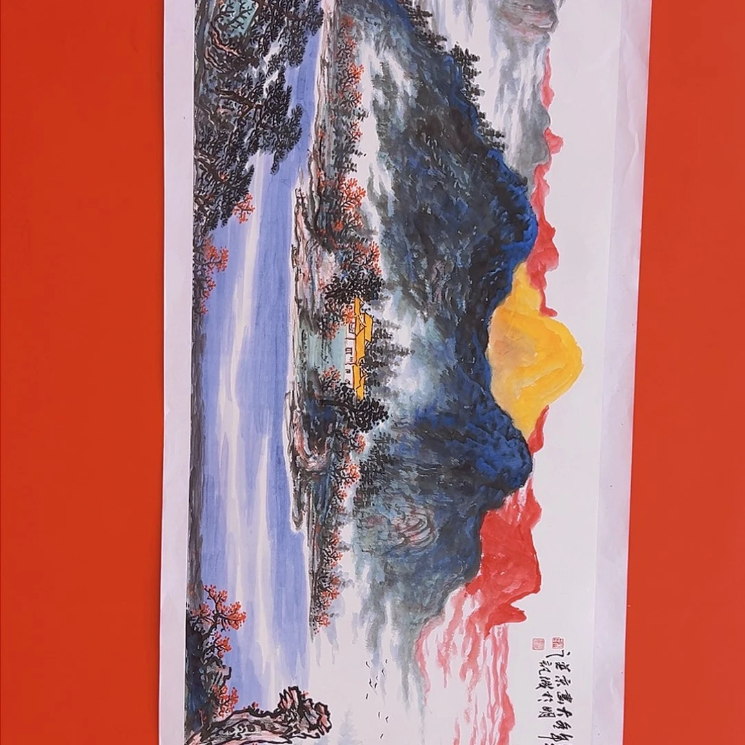 国画朱大明原作溯源带证件合影视频