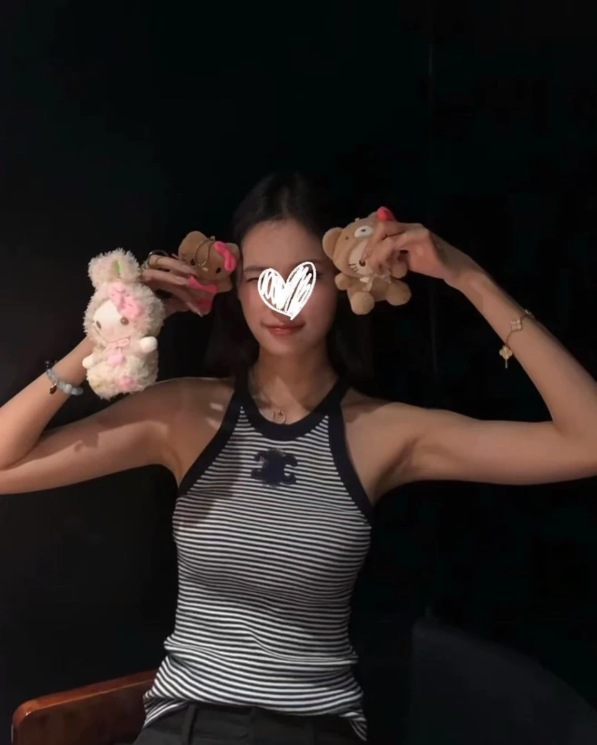 优惠清仓 复古贴布绣拼色针织条纹无袖吊带时髦气质工装背心上衣