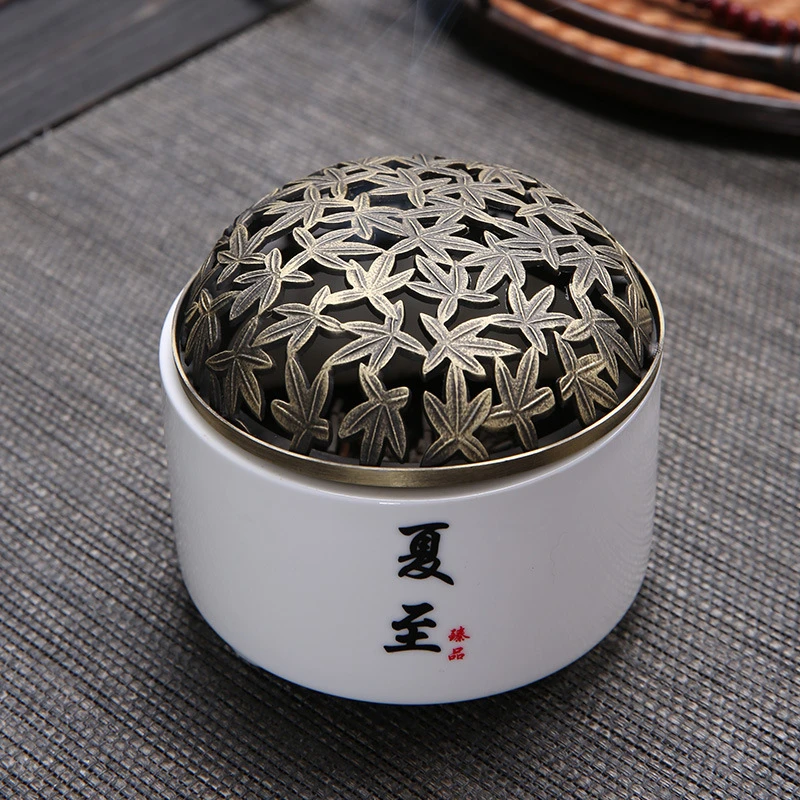 羊脂玉线香炉纯白陶瓷春夏秋冬禅意室内摆件盘线香薰炉送葫芦香插