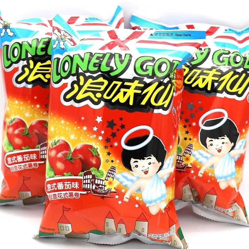 旺旺浪味仙土豆膨化食品休闲泡菜3混装袋装泡菜味薯片零食70G批发