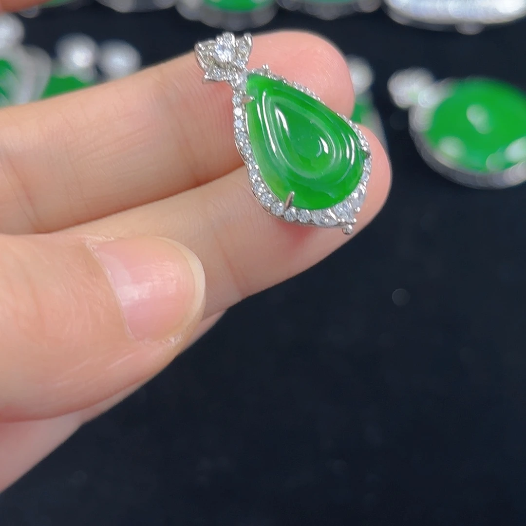 翡翠银S925镶嵌吊坠(不含链)