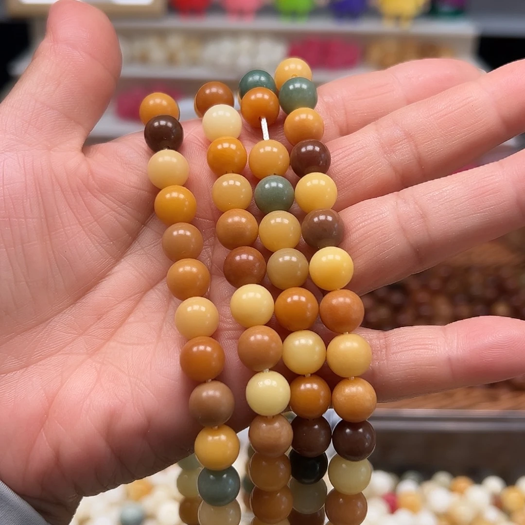 菩提根/象牙果手串卡10唐三彩圆110颗