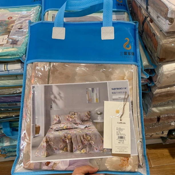 三保夏季全棉床单粗布简约加密空调房棉麻床单枕套三件套三保家纺