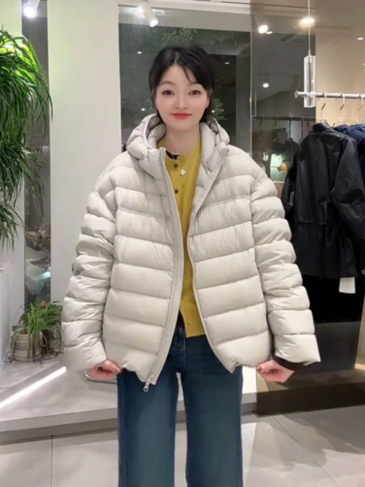 韩版泡芙排骨羽绒服女短款2025秋冬新款连帽白鸭绒保暖显瘦外套潮