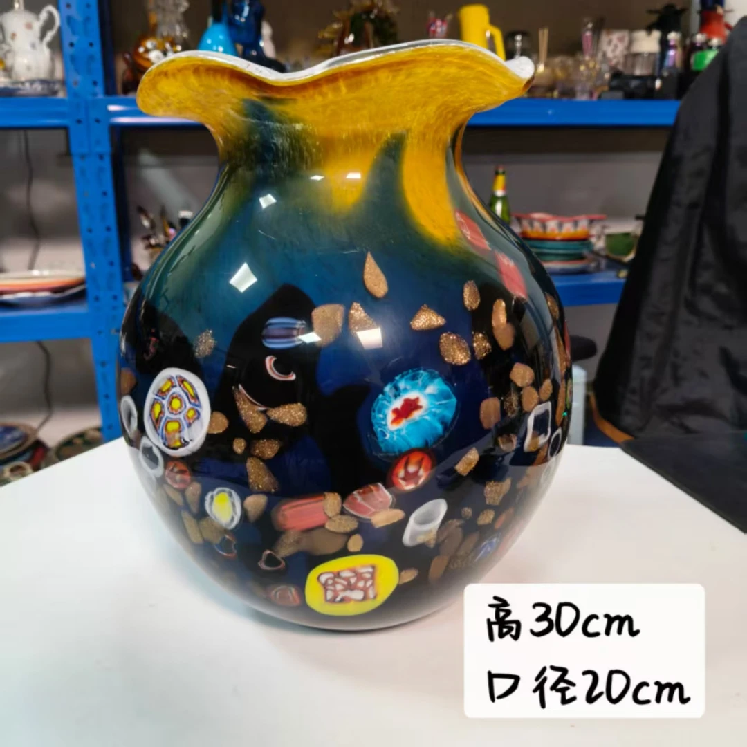 琉璃花瓶 花瓶黑色 30cm