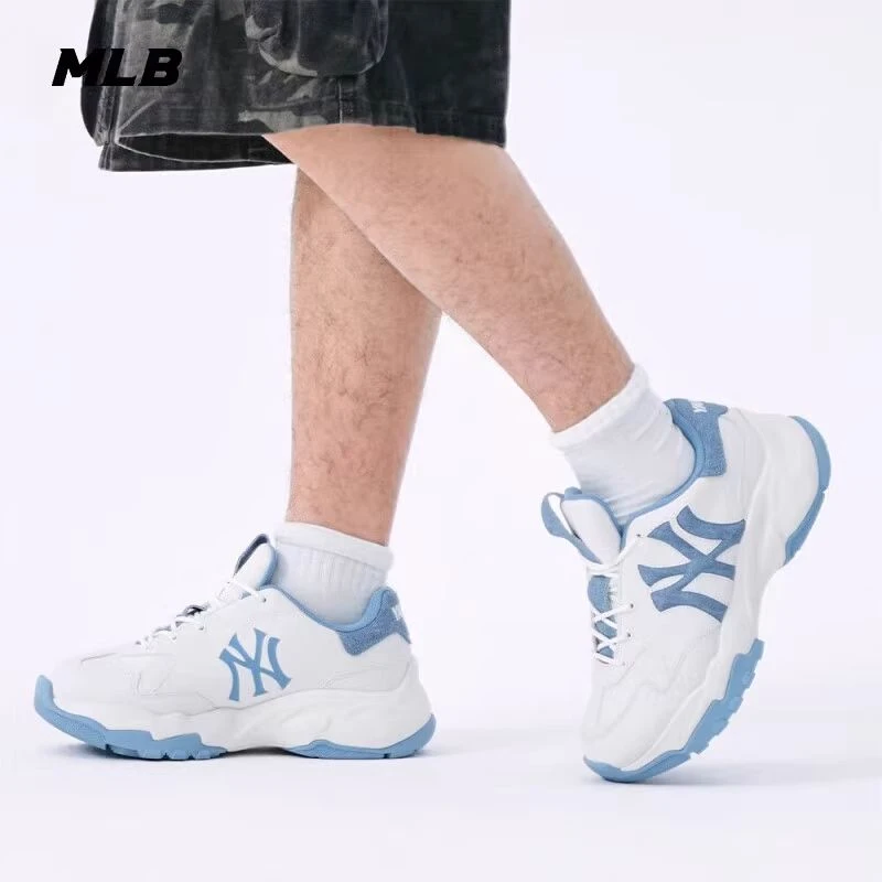 MLB男女情侣老爹鞋2025春夏厚底增高休闲鞋子牛仔大logo老爹鞋