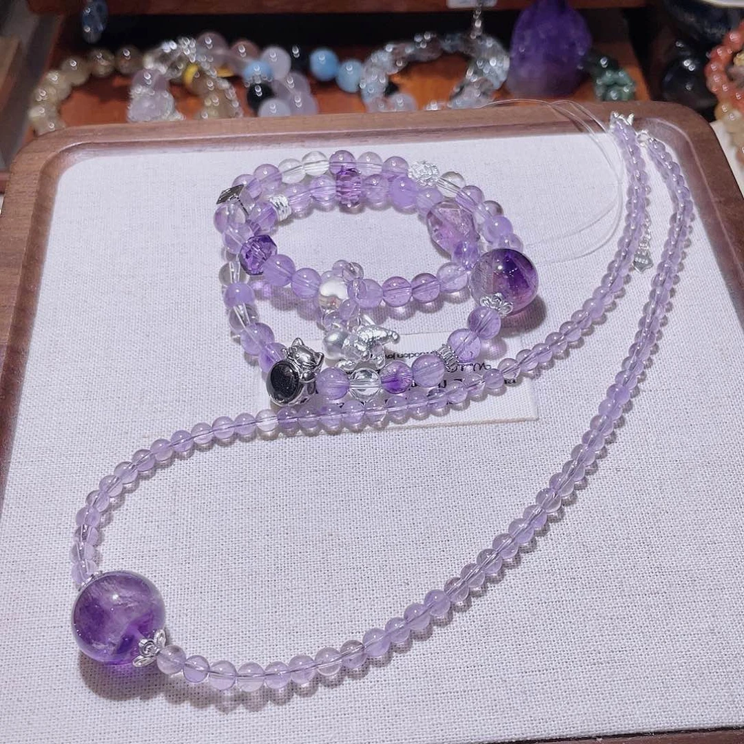 M***圣水晶手链银S925镶嵌紫超七