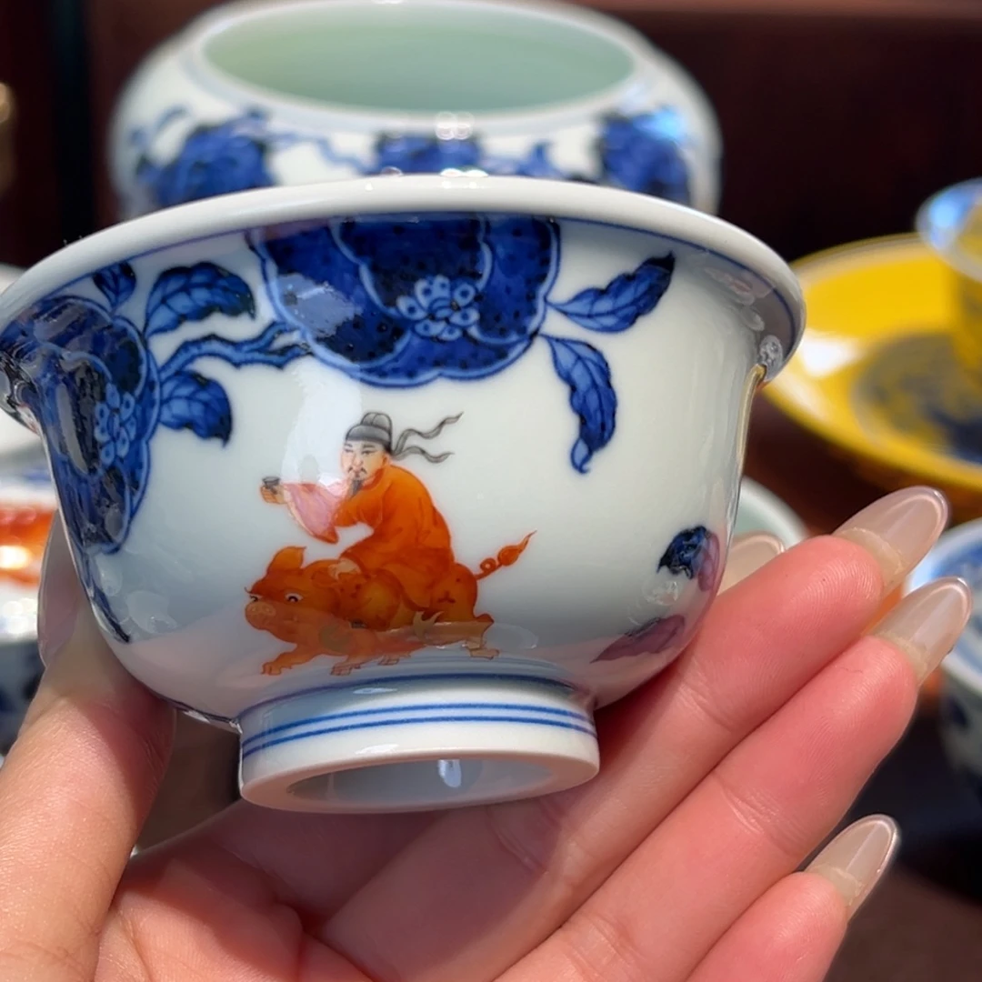 青花雯华堂手绘杯杯