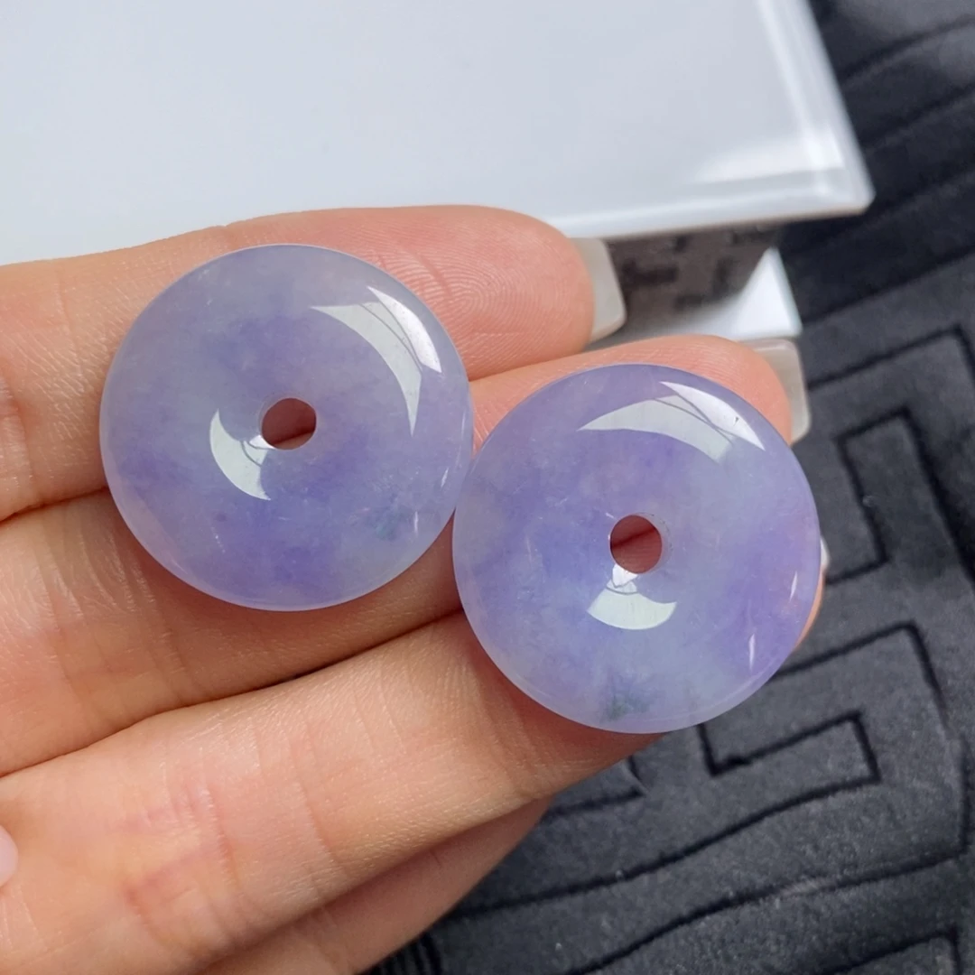 翡翠未镶嵌耳饰紫罗兰甜甜圈